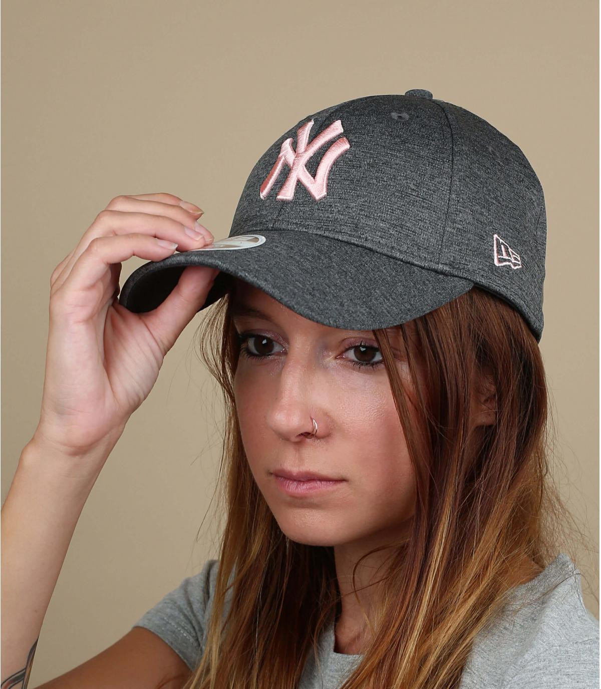 casquette femme NY grise rose Casquette NY Woman Tech Jersey gray pink